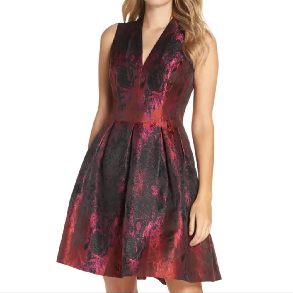 Vince Camuto Metallic Jacquard Fit & Flare Dress